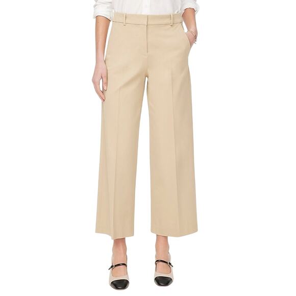 J.Crew Remy High Rise Wide-Leg Cropped Pants 4T Beige Work Trousers NWT - Picture 1 of 8